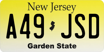 NJ license plate A49JSD