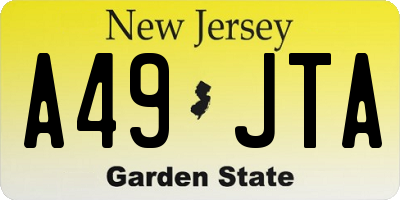 NJ license plate A49JTA