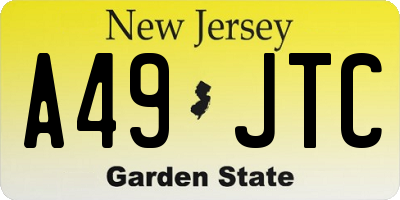 NJ license plate A49JTC