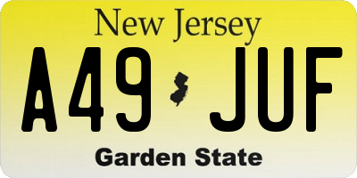 NJ license plate A49JUF