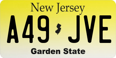 NJ license plate A49JVE
