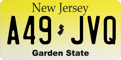 NJ license plate A49JVQ