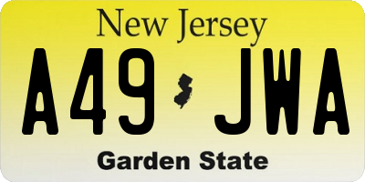 NJ license plate A49JWA