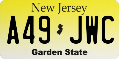 NJ license plate A49JWC