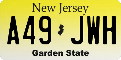 NJ license plate A49JWH