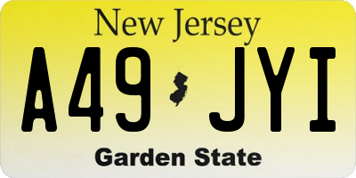 NJ license plate A49JYI