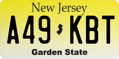 NJ license plate A49KBT