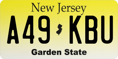 NJ license plate A49KBU