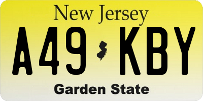 NJ license plate A49KBY