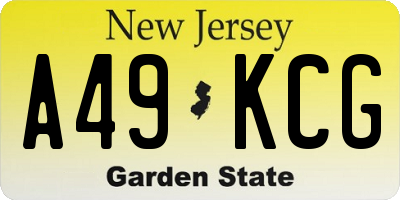 NJ license plate A49KCG