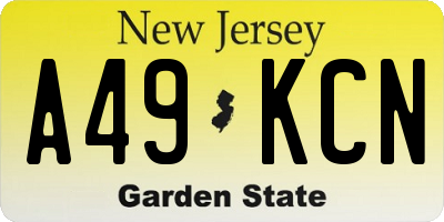 NJ license plate A49KCN