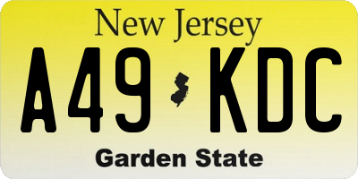 NJ license plate A49KDC
