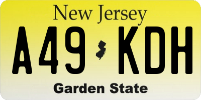 NJ license plate A49KDH