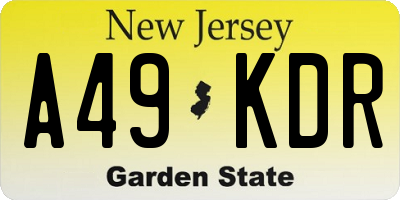 NJ license plate A49KDR