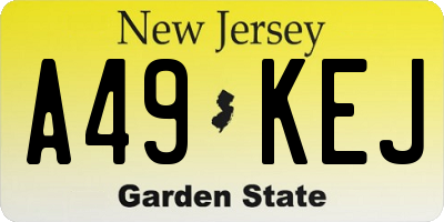 NJ license plate A49KEJ