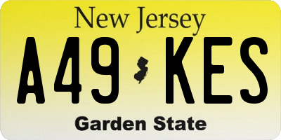 NJ license plate A49KES