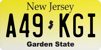 NJ license plate A49KGI