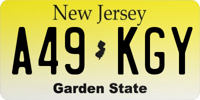 NJ license plate A49KGY