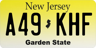 NJ license plate A49KHF