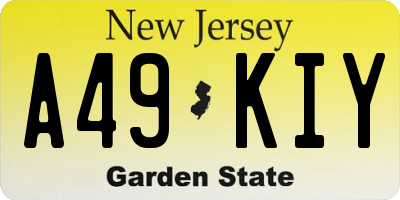 NJ license plate A49KIY