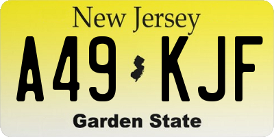 NJ license plate A49KJF