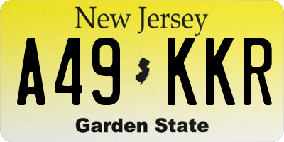 NJ license plate A49KKR