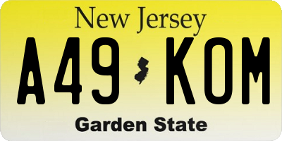 NJ license plate A49KOM