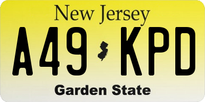 NJ license plate A49KPD
