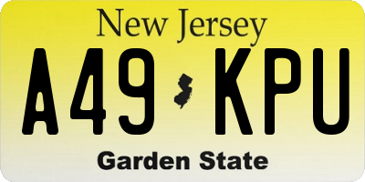 NJ license plate A49KPU