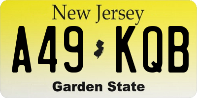 NJ license plate A49KQB