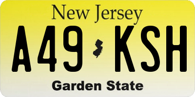 NJ license plate A49KSH
