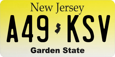 NJ license plate A49KSV