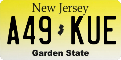 NJ license plate A49KUE