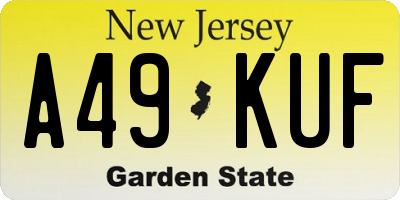 NJ license plate A49KUF
