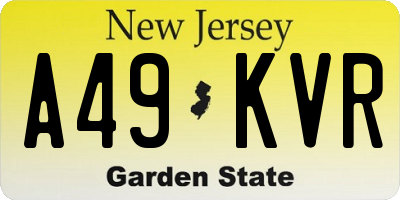 NJ license plate A49KVR