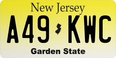 NJ license plate A49KWC