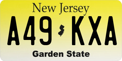 NJ license plate A49KXA