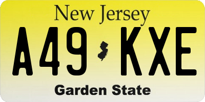 NJ license plate A49KXE
