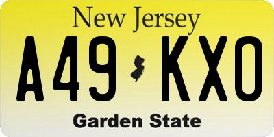 NJ license plate A49KXO