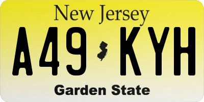 NJ license plate A49KYH
