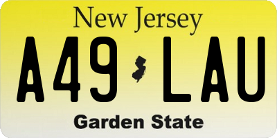 NJ license plate A49LAU