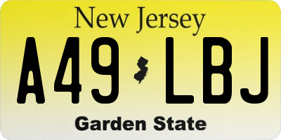 NJ license plate A49LBJ