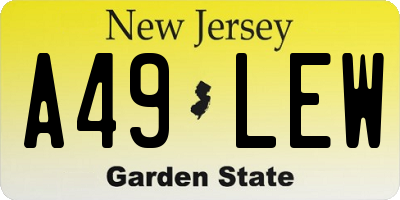 NJ license plate A49LEW