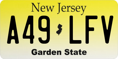 NJ license plate A49LFV