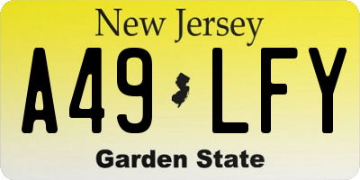 NJ license plate A49LFY