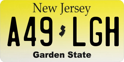 NJ license plate A49LGH