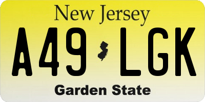 NJ license plate A49LGK