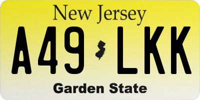 NJ license plate A49LKK
