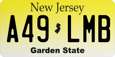 NJ license plate A49LMB