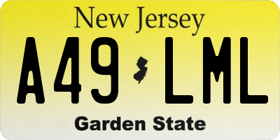 NJ license plate A49LML